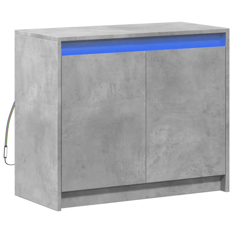 Šoninė spintelė su LED, betono, 72x34x61cm, apdirbta mediena