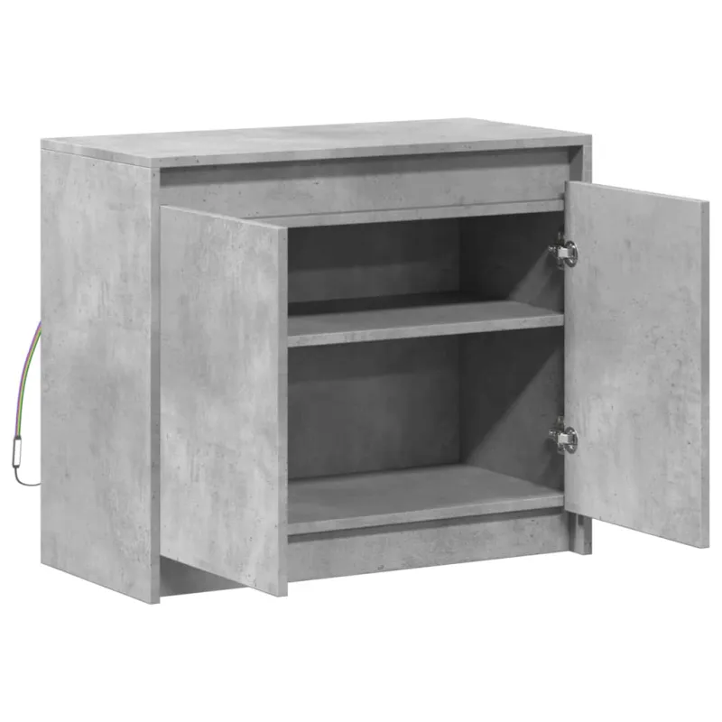 Šoninė spintelė su LED, betono, 72x34x61cm, apdirbta mediena