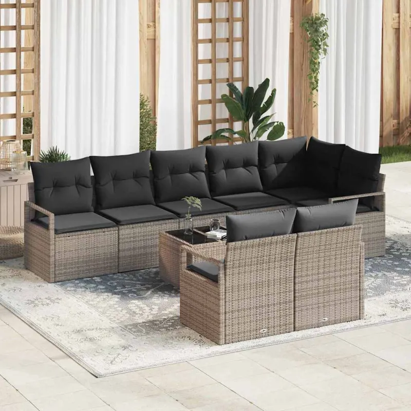 Sofos Kompletti 9 Kpl Harmaa Polyrattana