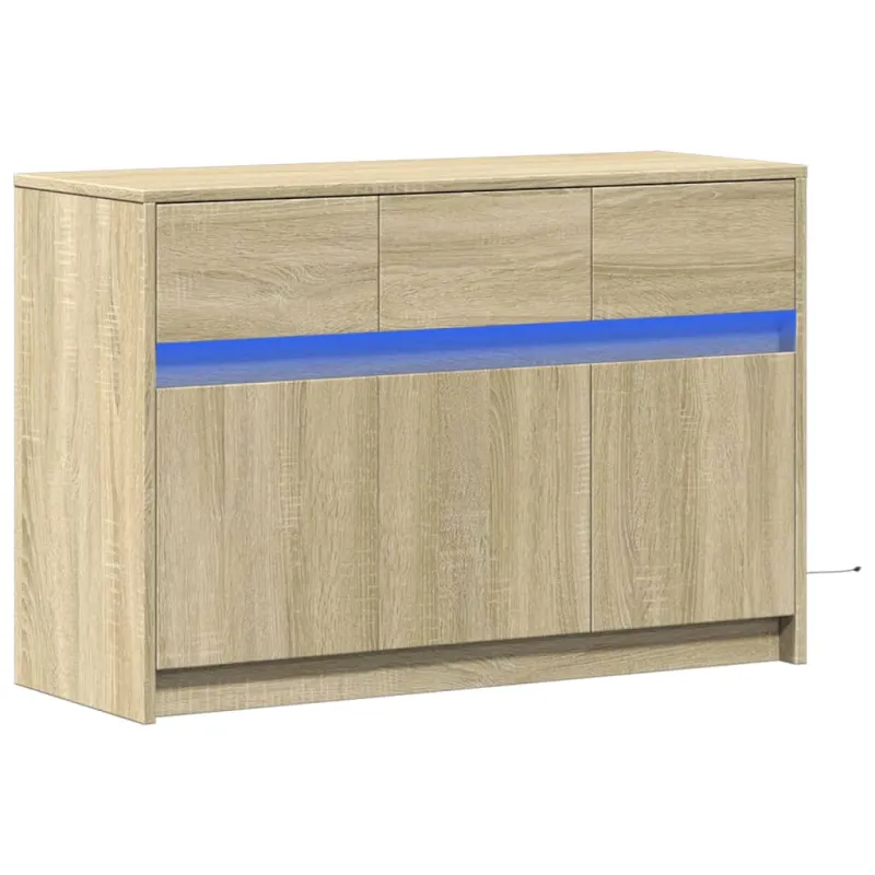 Televizoriaus spintelė su LED, ąžuolo, 91x34x61cm, mediena