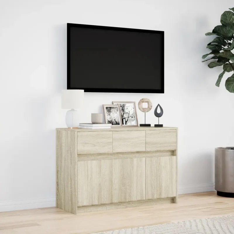 Televizoriaus spintelė su LED, ąžuolo, 91x34x61cm, mediena