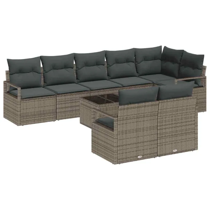 Sofos Kompletti 9 Kpl Harmaa Polyrattana