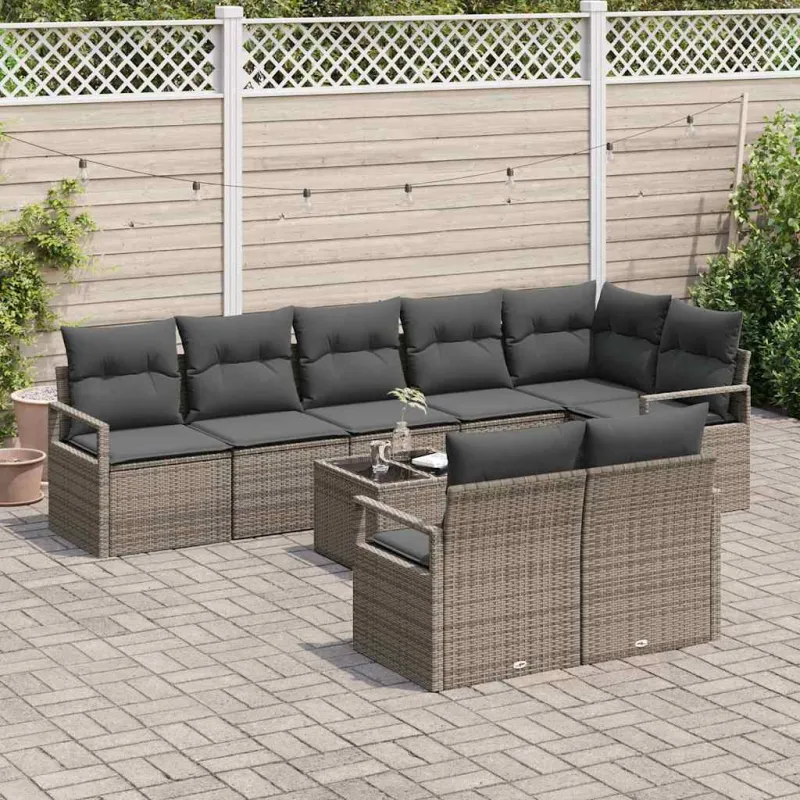 Sofos Kompletti 9 Kpl Harmaa Polyrattana