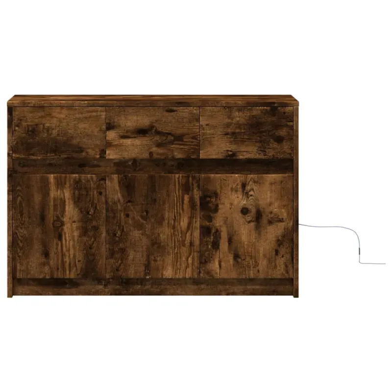 Televizoriaus spintelė su LED, dūminė, 91x34x61cm, mediena
