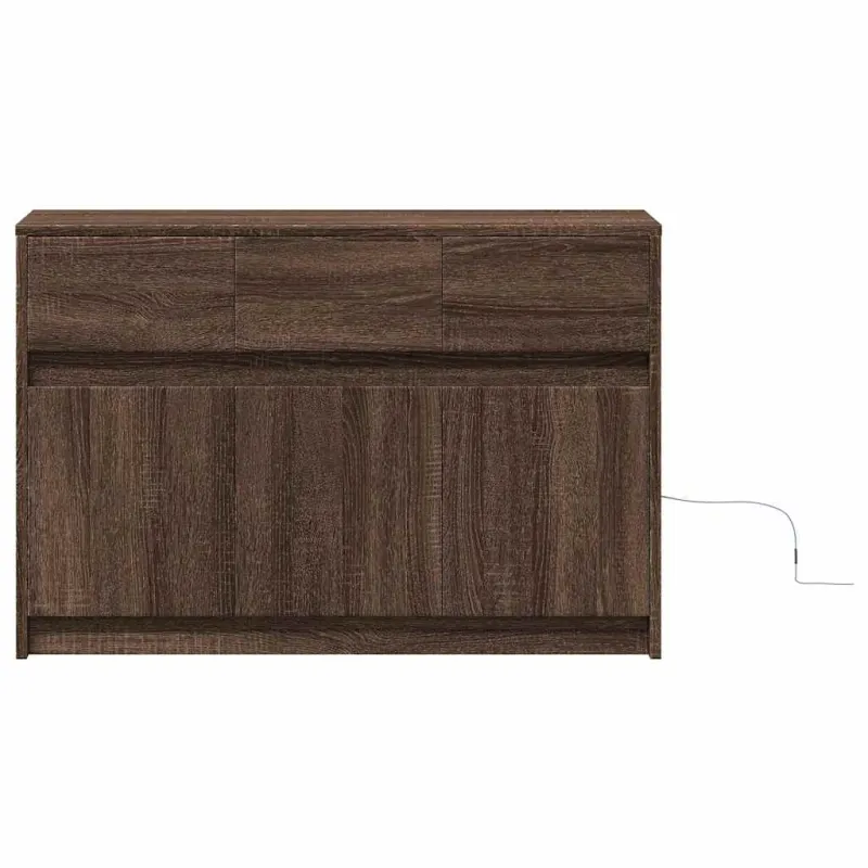Televizoriaus spintelė su LED, ruda, 91x34x61cm, mediena