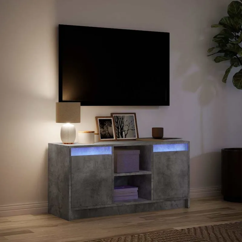 Televizoriaus spintelė su LED, betono, 100x34x50cm, mediena