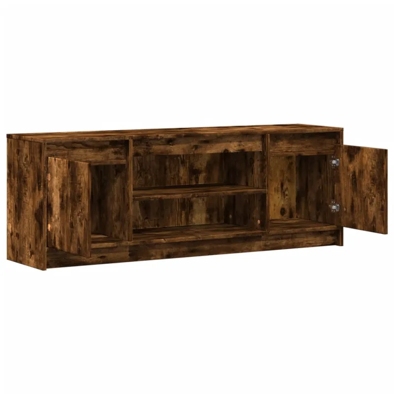 Televizoriaus spintelė su LED, dūminė, 139,5x34x50cm, mediena