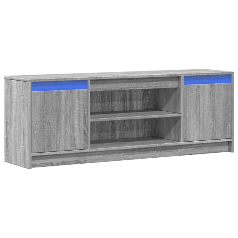 Televizoriaus spintelė su LED, pilka, 139,5x34x50cm, mediena