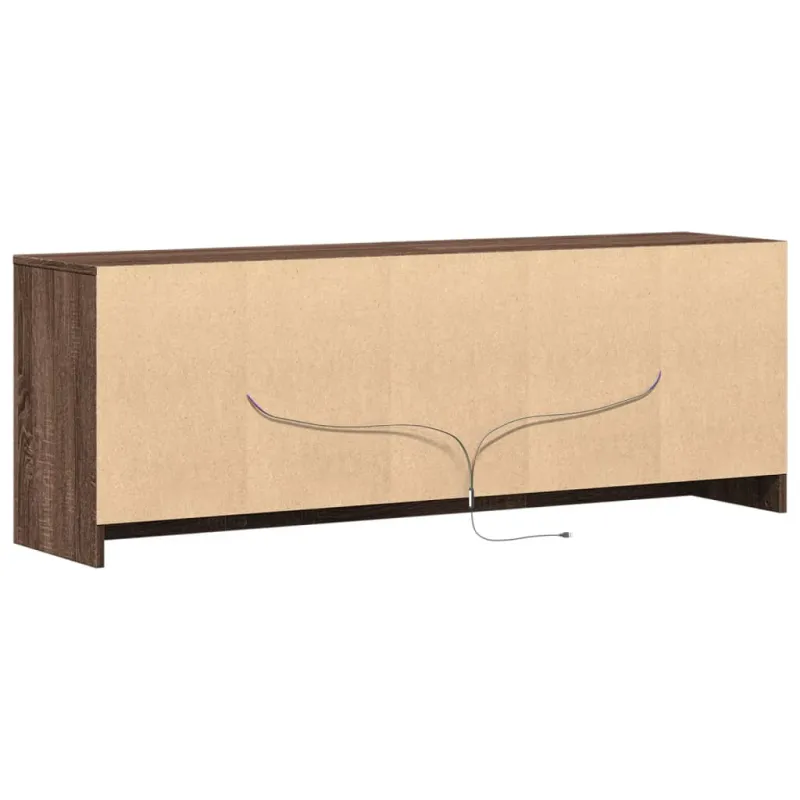 Televizoriaus spintelė su LED, ruda, 139,5x34x50cm, mediena