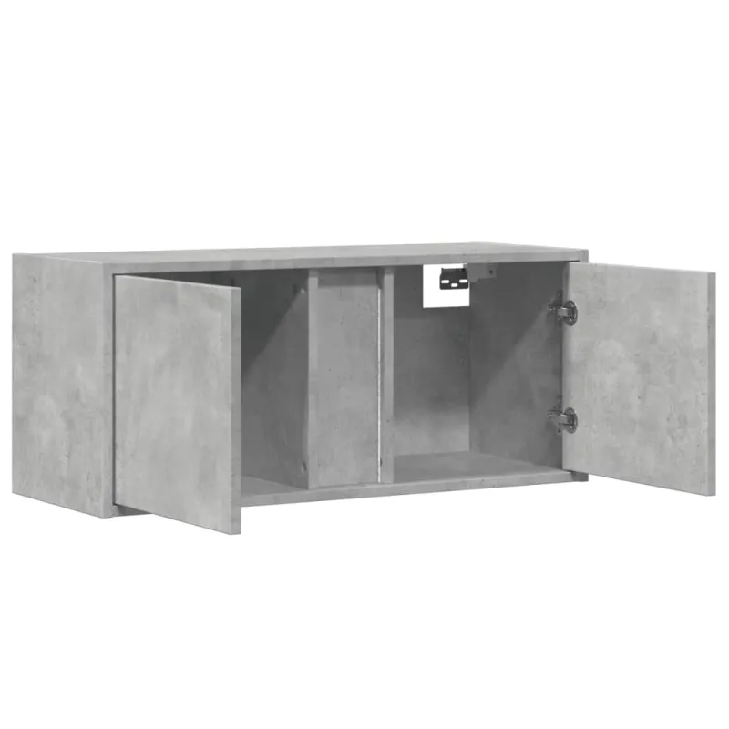 Sieninė TV spintelė su LED lemputėmis, betono, 80x31x35cm