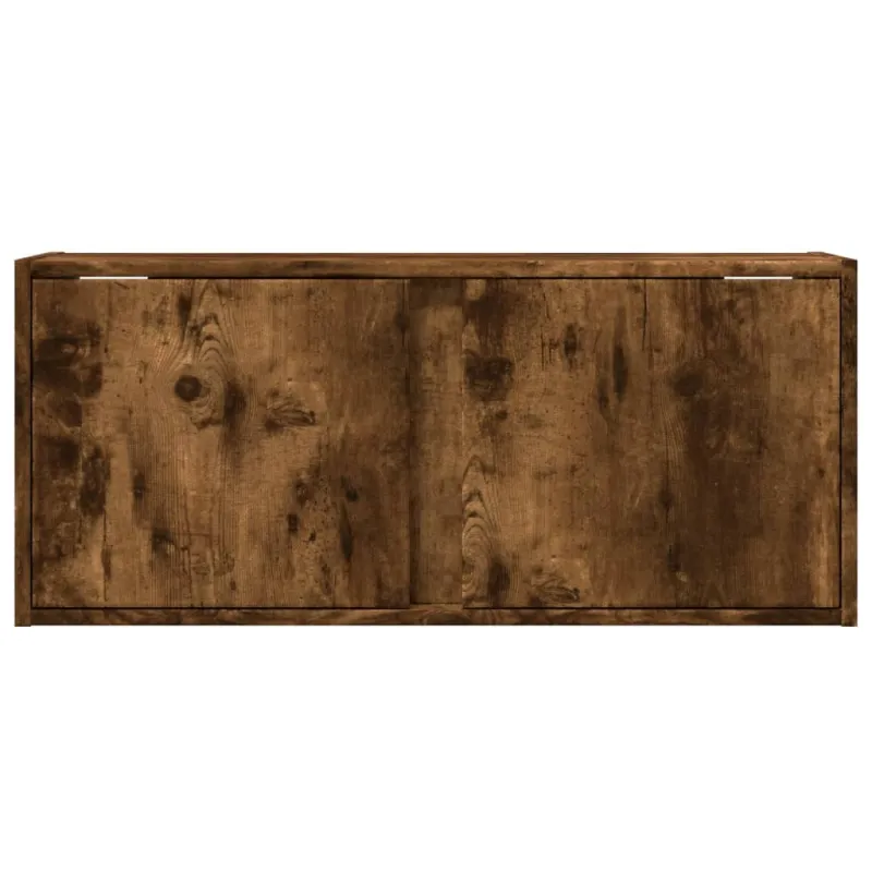 Sieninė TV spintelė su LED lemputėmis, dūminė, 80x31x35cm