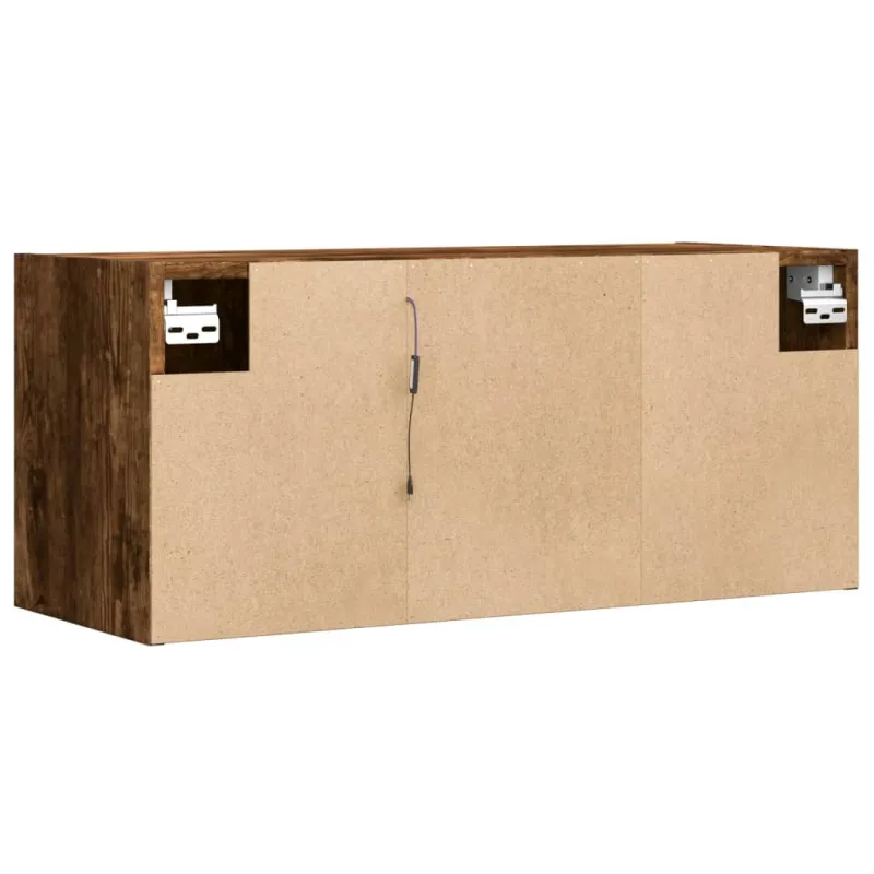 Sieninė TV spintelė su LED lemputėmis, dūminė, 80x31x35cm