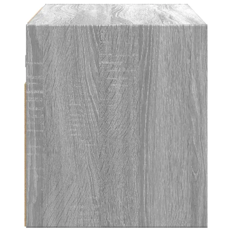 Sieninė TV spintelė su LED lemputėmis, pilka, 80x31x35cm