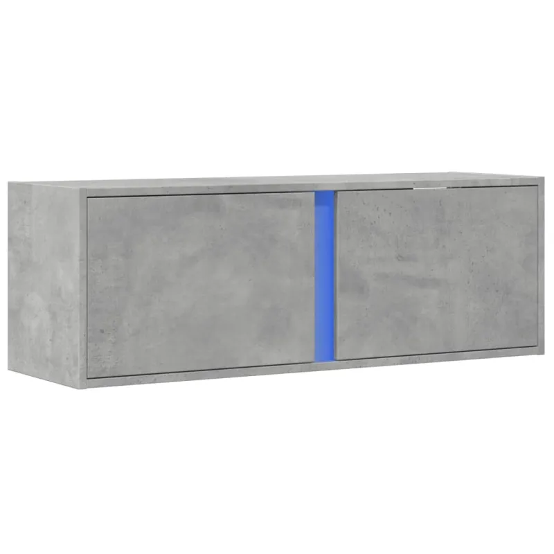 Sieninė TV spintelė su LED lemputėmis, betono, 100x31x35cm