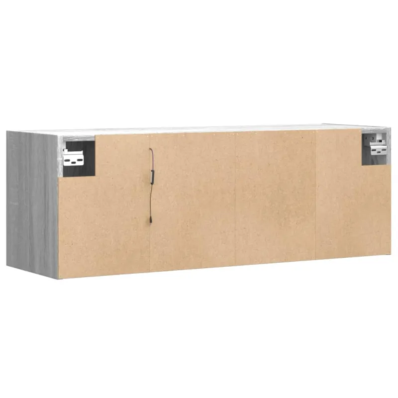 Sieninė TV spintelė su LED lemputėmis, pilka, 100x31x35cm