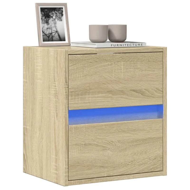 Sieninė TV spintelė su LED lemputėmis, ąžuolo, 41x31x45cm