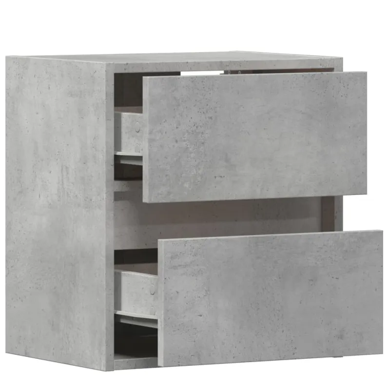 Sieninės TV spintelės su LED, 2vnt., betono pilkos, 41x31x45cm