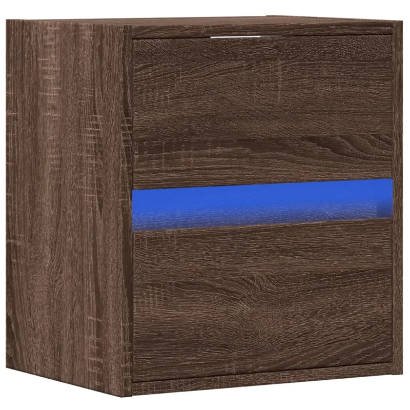 Sieninė TV spintelė su LED lemputėmis, ruda ąžuolo, 41x31x45cm