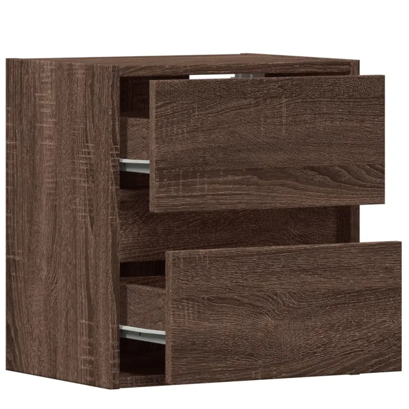 Sieninė TV spintelė su LED lemputėmis, ruda ąžuolo, 41x31x45cm