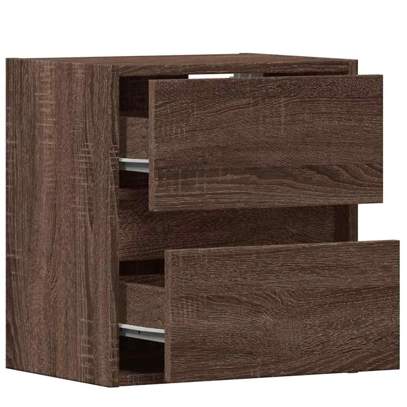 Sieninės TV spintelės su LED, 2vnt., rudos ąžuolo, 41x31x45cm