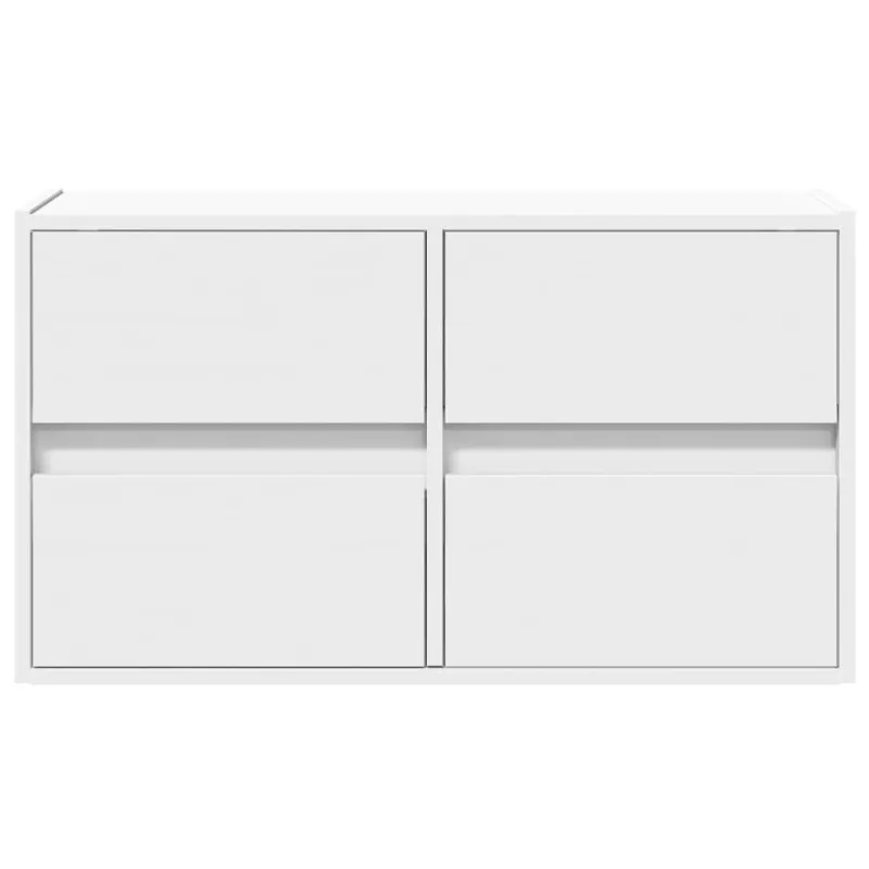 Sieninė TV spintelė su LED lemputėmis, balta, 80x31x45cm