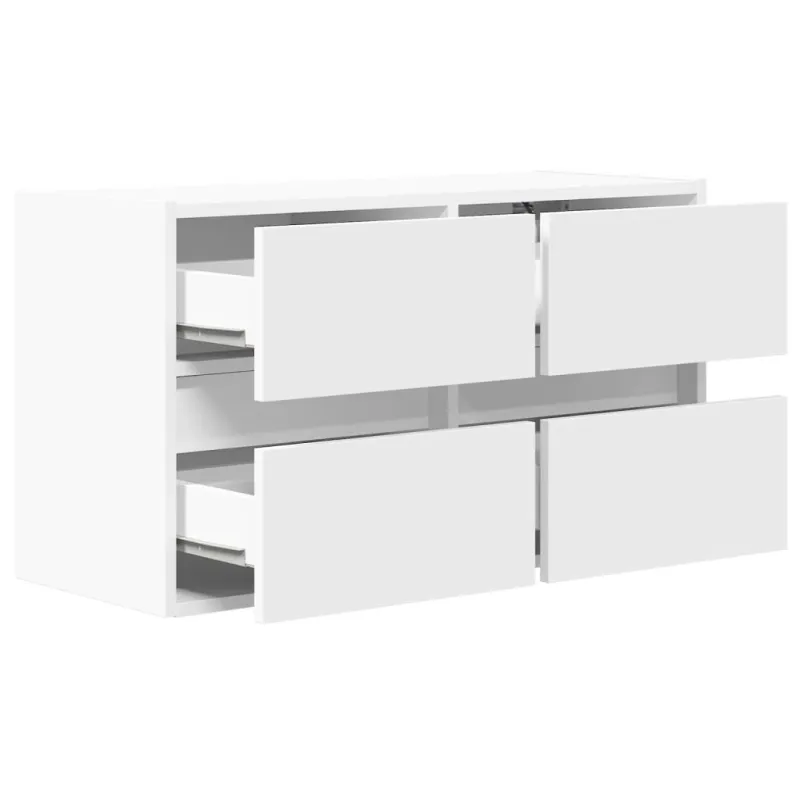 Sieninė TV spintelė su LED lemputėmis, balta, 80x31x45cm