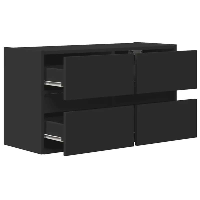 Sieninė TV spintelė su LED lemputėmis, juoda, 80x31x45cm
