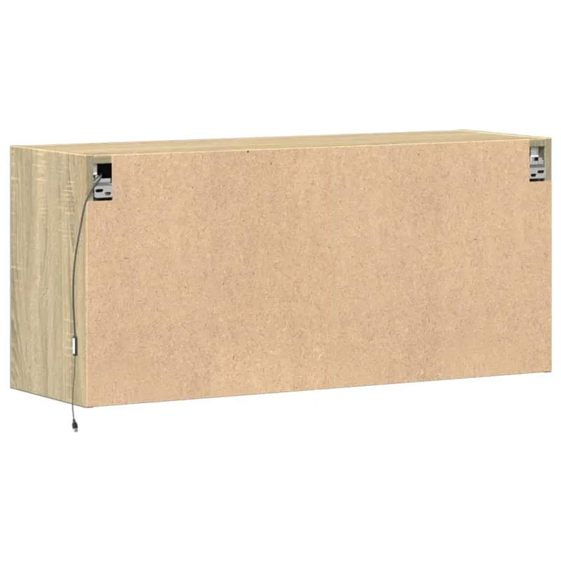 Sieninė TV spintelė su LED lemputėmis, ąžuolo, 100x31x45cm