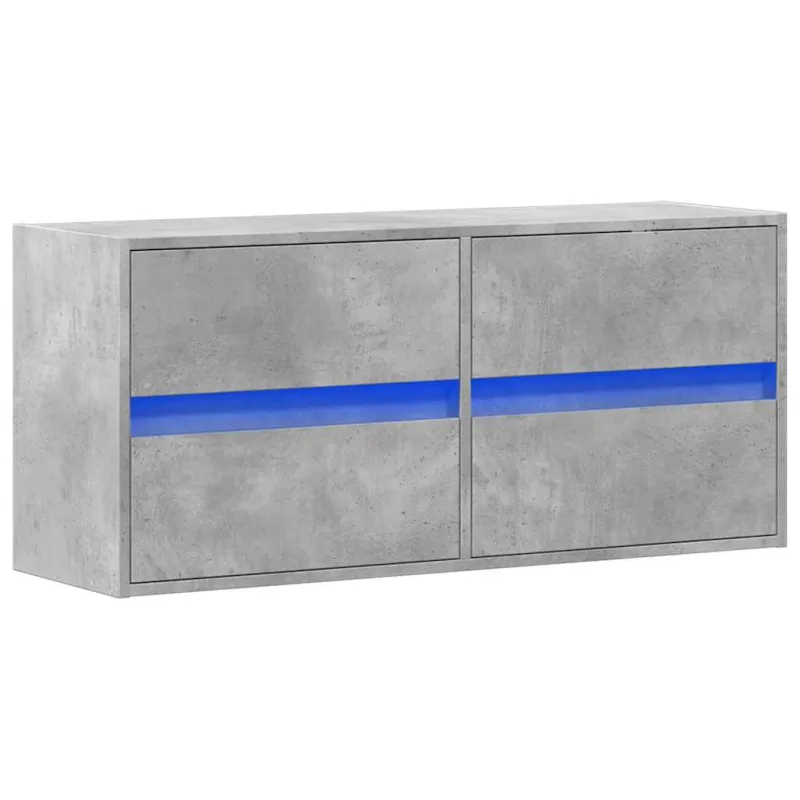 Sieninė TV spintelė su LED lemputėmis, betono, 100x31x45cm