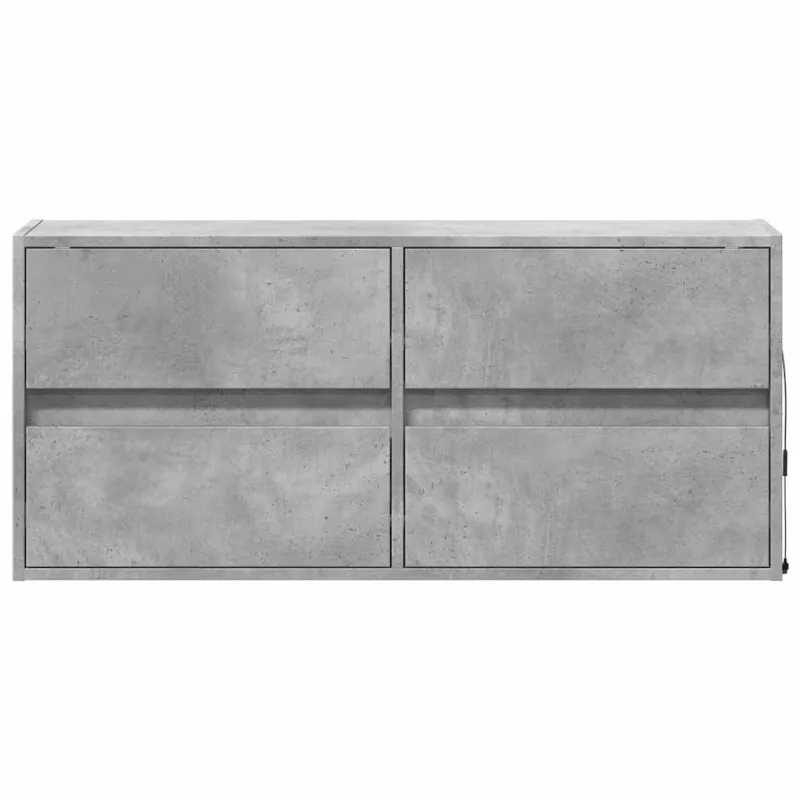 Sieninė TV spintelė su LED lemputėmis, betono, 100x31x45cm