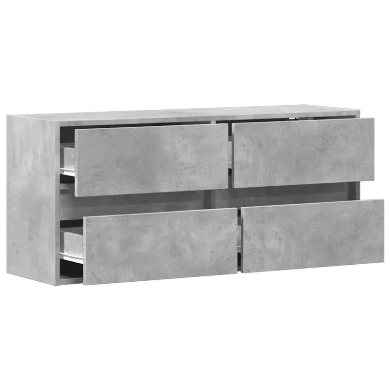 Sieninė TV spintelė su LED lemputėmis, betono, 100x31x45cm