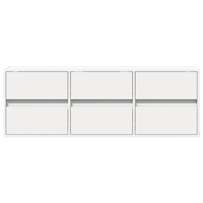Sieninė TV spintelė su LED lemputėmis, balta, 130x31x45 cm