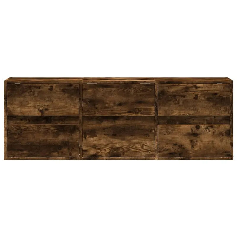 Sieninė TV spintelė su LED lemputėmis, dūminė, 130x31x45 cm