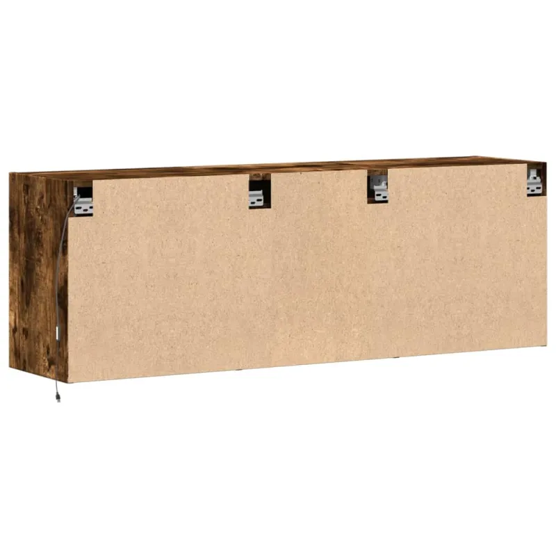 Sieninė TV spintelė su LED lemputėmis, dūminė, 130x31x45 cm