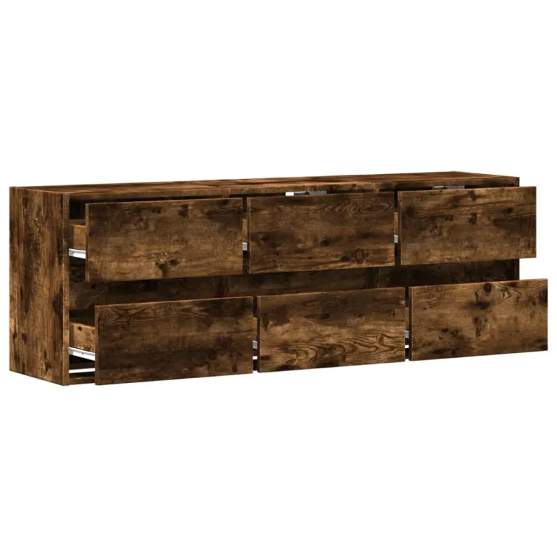 Sieninė TV spintelė su LED lemputėmis, dūminė, 130x31x45 cm