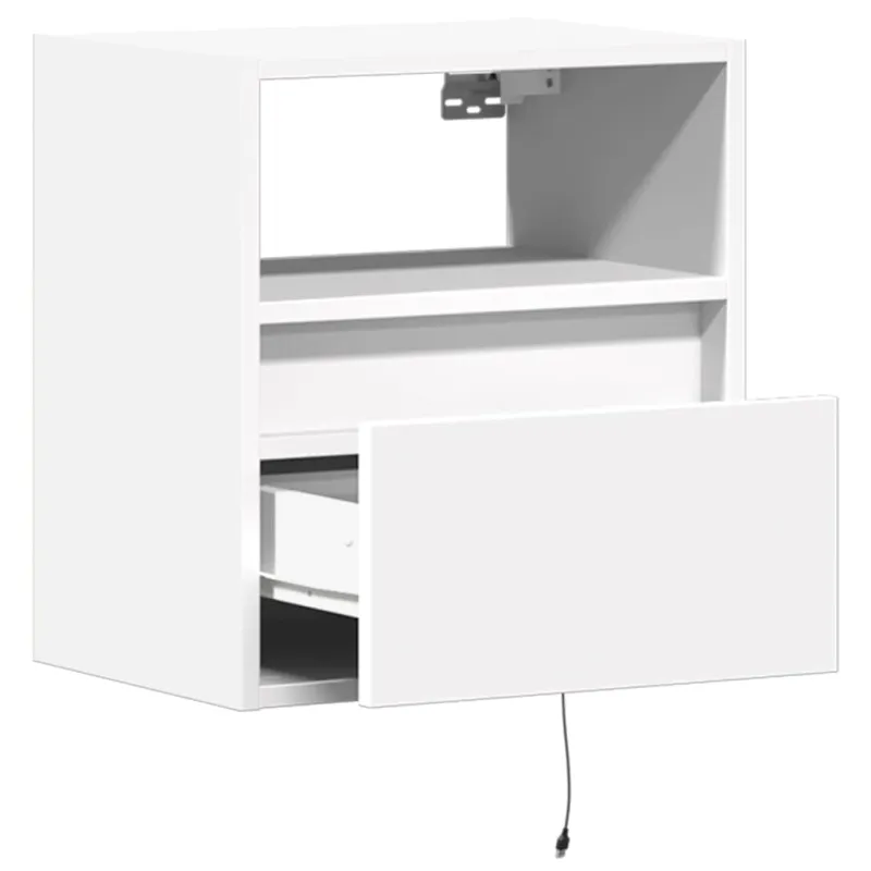 Sieninės TV spintelės su LED, 2vnt., baltos, 41x31x45cm