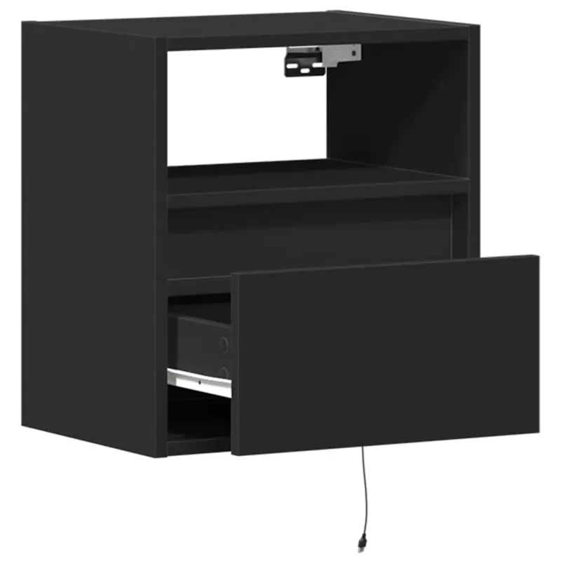 Sieninės TV spintelės su LED, 2vnt., juodos, 41x31x45cm