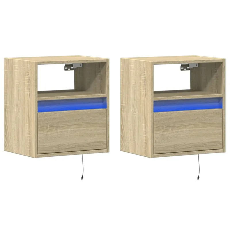 Sieninės TV spintelės su LED, 2vnt., sonoma ąžuolo, 41x31x45cm