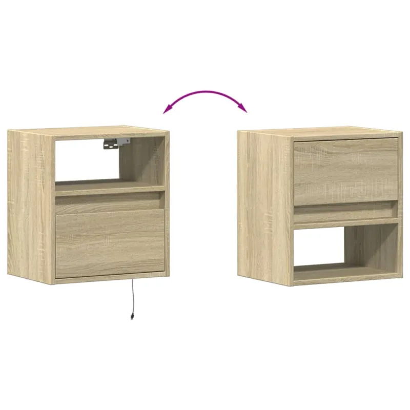 Sieninės TV spintelės su LED, 2vnt., sonoma ąžuolo, 41x31x45cm