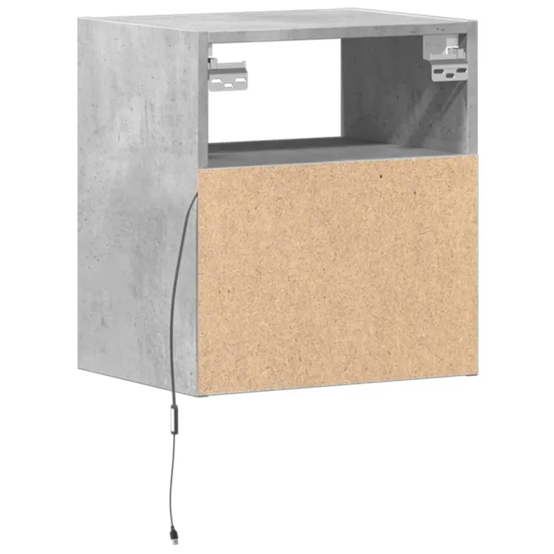 Sieninės TV spintelės su LED, 2vnt., betono pilkos, 41x31x45cm