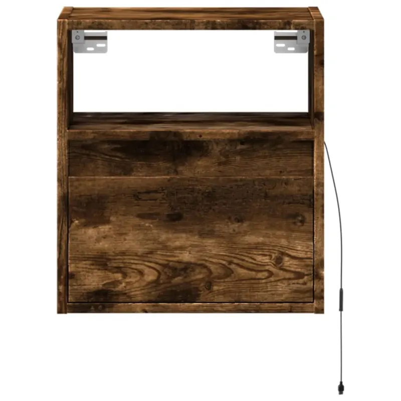 Sieninė TV spintelė su LED lemputėmis, dūminė, 41x31x45cm