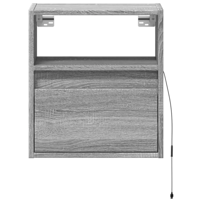 Sieninė TV spintelė su LED lemputėmis, pilka, 41x31x45cm