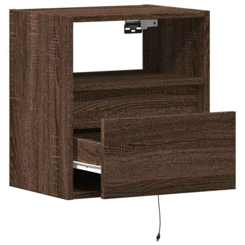 Sieninės TV spintelės su LED, 2vnt., rudos ąžuolo, 41x31x45cm