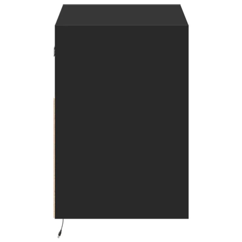 Sieninė TV spintelė su LED lemputėmis, juoda, 80x31x45cm