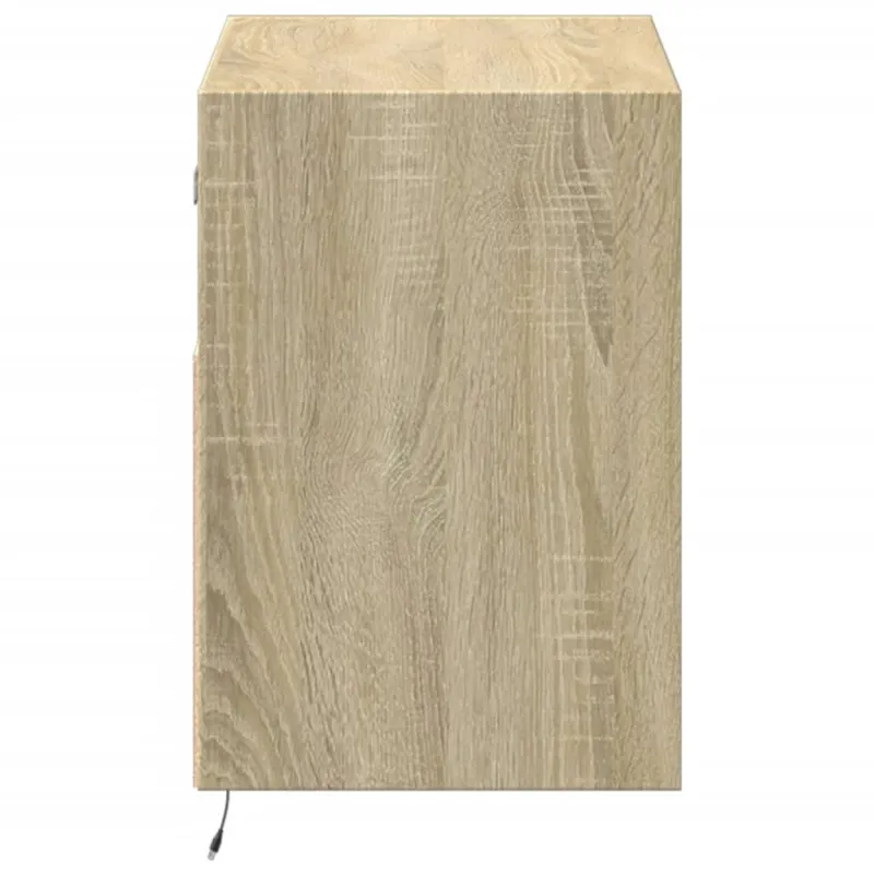 Sieninė TV spintelė su LED lemputėmis, ąžuolo, 80x31x45cm