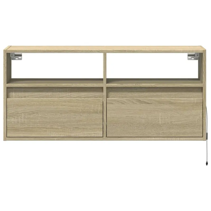 Sieninė TV spintelė su LED lemputėmis, ąžuolo, 100x31x45cm