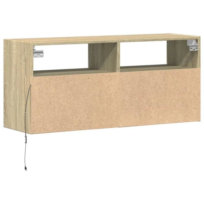 Sieninė TV spintelė su LED lemputėmis, ąžuolo, 100x31x45cm