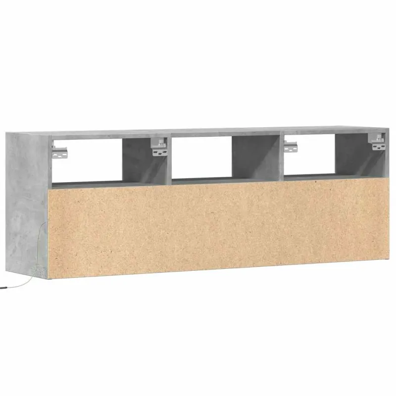 Sieninė TV spintelė su LED lemputėmis, betono, 130x31x45 cm