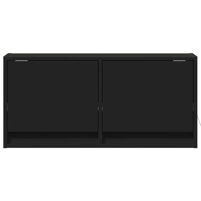 Sieninė TV spintelė su LED lemputėmis, juoda, 80x31x35cm