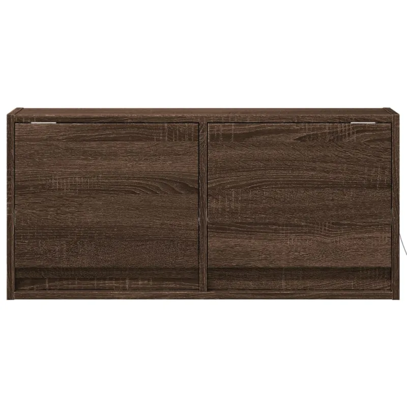 Sieninė TV spintelė su LED lemputėmis, ruda ąžuolo, 80x31x35cm